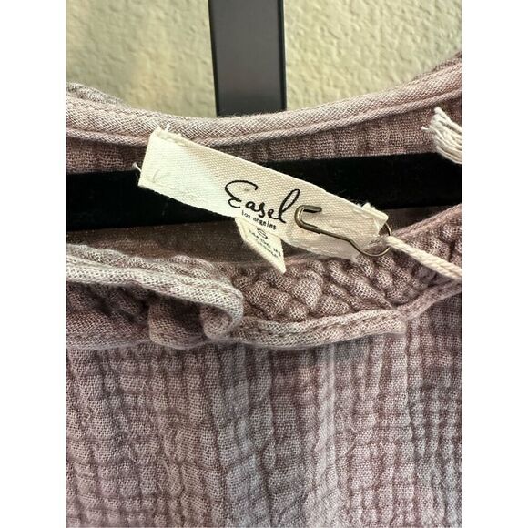 Size S (Oversized) Easel Los Angeles Cotton Gauze Top in Mocha - Picture 5 of 5